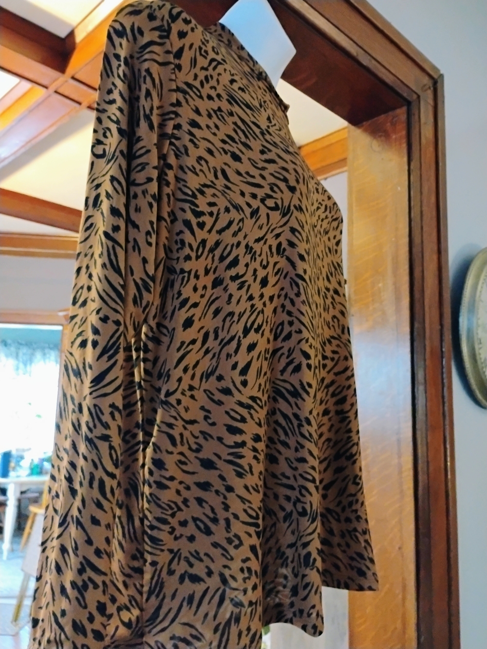 Brown Leopard Print A-Line Women's Shirt